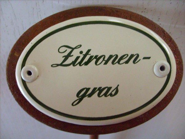 Kräuterschild Emaille Zitronengras 25cm