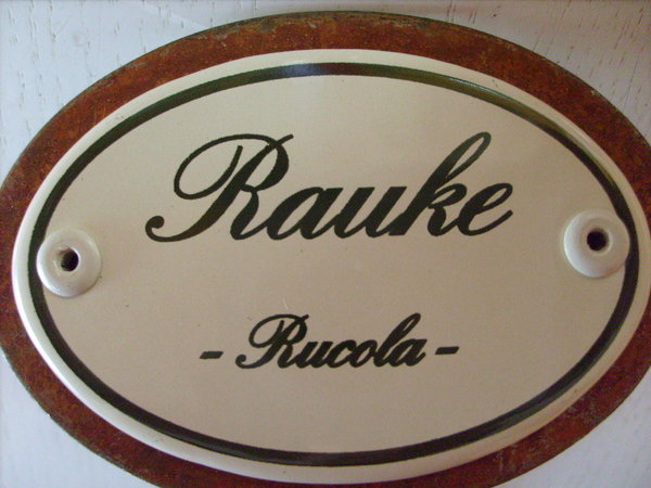 Kräuterschild Emaille Rauke / Rucola 25cm