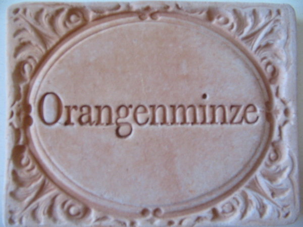 Orangenminze Terracotta Kräuterstecker  Kräuterschild