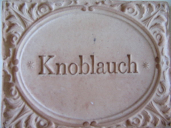 Knoblauch Terracotta Kräuterstecker  Kräuterschild