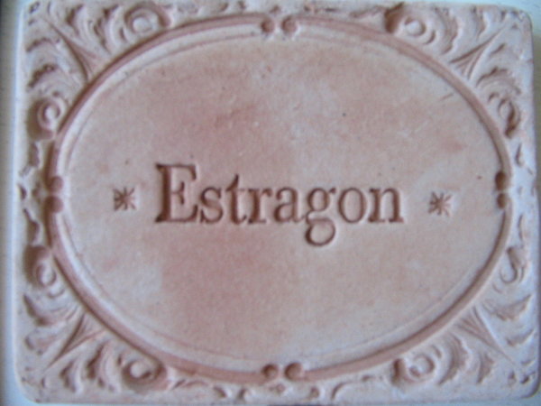 Estragon Terracotta Kräuterstecker  Kräuterschild