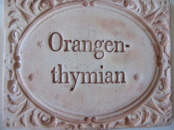 Orangenthymian Terracotta Kräuterstecker